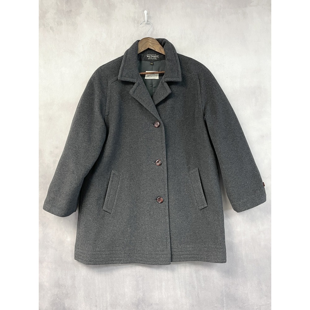 Norm Thompson Womens Cashmere Wool Overcoat Size 14 England Old Money Vintage